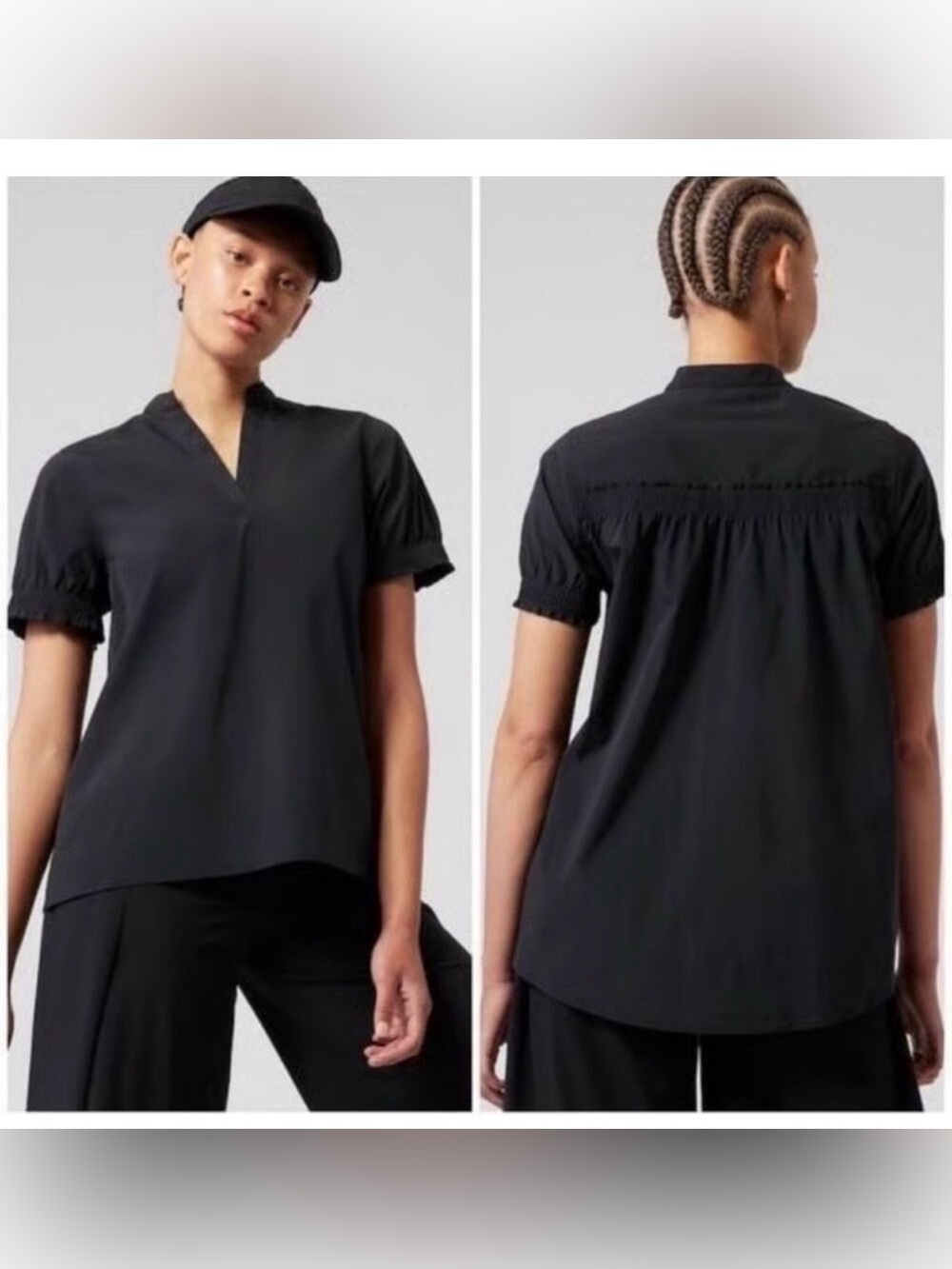 Athleta Levitate Poplin Tee - Black - L